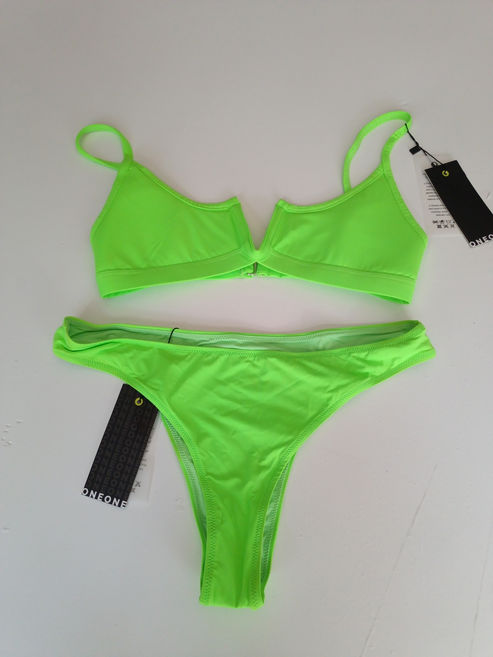 OneOne Neon Lime V-Notch Bikini Set